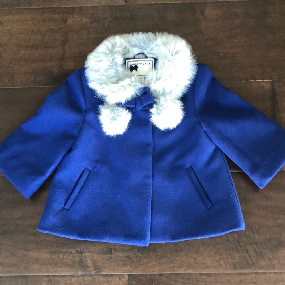 Janie and jack blue pea coat 18-24 mo